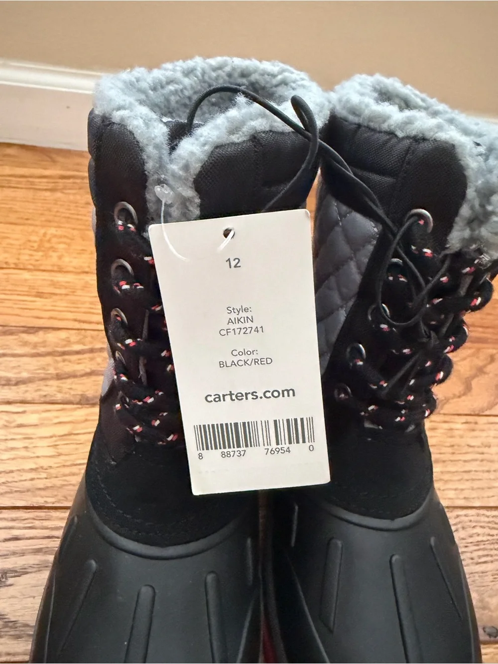 Carters Kids Gray and Black Winter Snow Boots